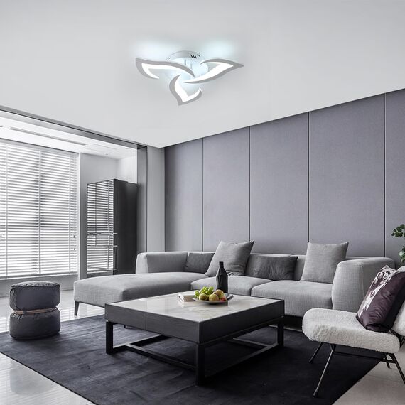 Comely Deckenlampe LED Wohnzimmer, 58cm 36W LED Lampen Deckenleuchte, Moderne Blütenblatt Design Lampen für Wohnzimmer Küche Schlafzimmer Esszimmer, Kaltweißes Licht 6500K, Weiß