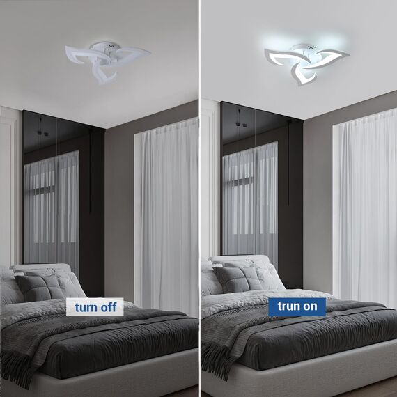 Comely Deckenlampe LED Wohnzimmer, 58cm 36W LED Lampen Deckenleuchte, Moderne Blütenblatt Design Lampen für Wohnzimmer Küche Schlafzimmer Esszimmer, Kaltweißes Licht 6500K, Weiß