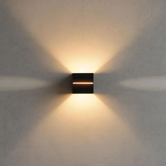 SSC-LUXon 2 Stück KOURA indirekte Wandleuchte Innen schwarz mit Lichtschlitz - Wandlampe Gold Design Up Down Leuchte für 1x G9 Leuchtmittel LED Wandbeleuchtung Treppenhaus Flur