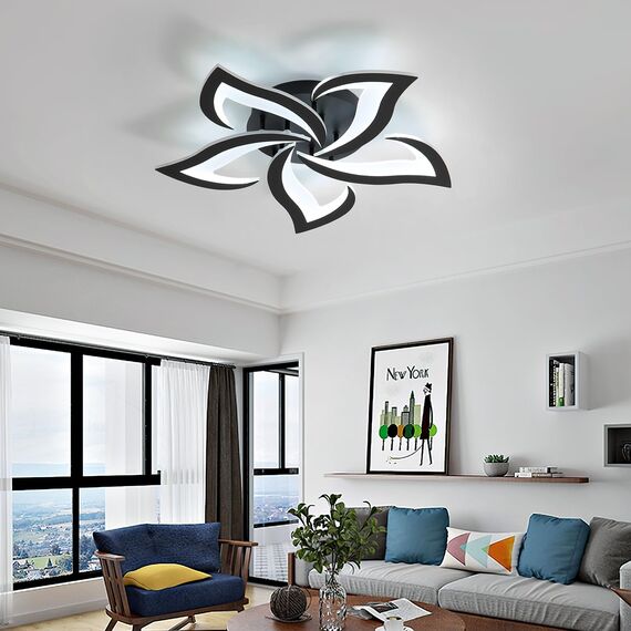 Comely Deckenlampe Led, Deckenleuchte Dimmbar, 40W 4200LM 3000k-6500k Mit Fernbedienung/APP, Moderne Deckenlampe für Wohnzimmer, Schlafzimmer, Kinderzimmer,Schwarz