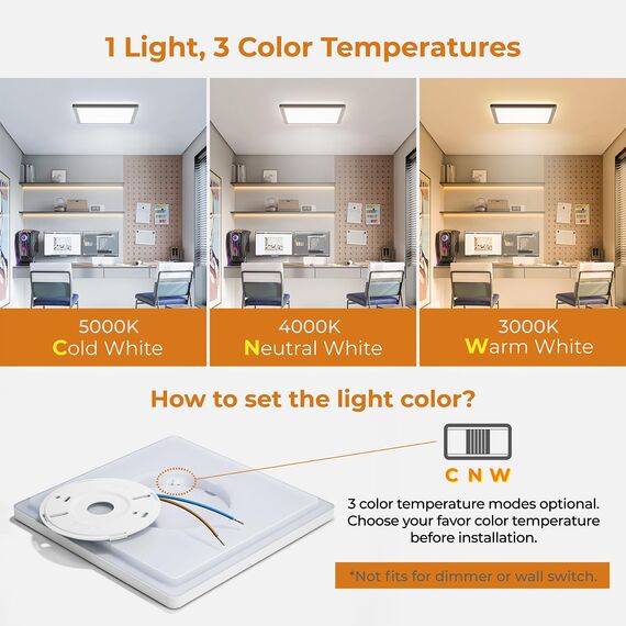 BLNAN LED Deckenleuchte 24W Deckenlampe Flach, Warm Neutral Kalt Weiß 3000K/4000K/5000K, 2400LM Panel mit Hinterleuchtung für Schlafzimmer, Wohnzimmer, Küche, Flur, Bad, Keller, Ultradünn 30CM