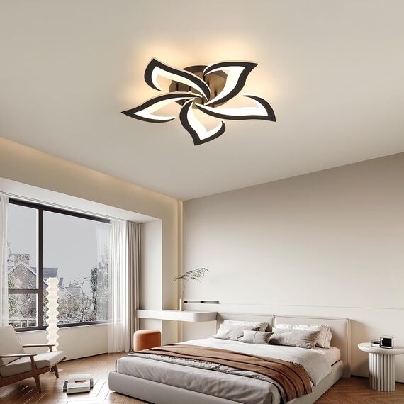 Comely Deckenlampe Led, Deckenleuchte Dimmbar, 40W 4200LM 3000k-6500k Mit Fernbedienung/APP, Moderne Deckenlampe für Wohnzimmer, Schlafzimmer, Kinderzimmer,Schwarz