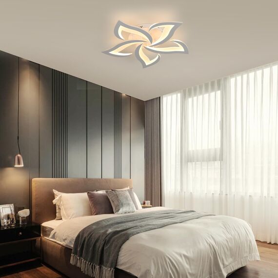 Comely Deckenlampe LED Wohnzimmer, 60cm 60W 6750LM LED Lampen Deckenleuchte, Moderne Blütenblatt Design Lampen für Wohnzimmer Küche Schlafzimmer Esszimmer, 3000K Warmweißes Licht, Weiß