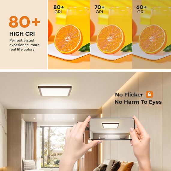 BLNAN LED Deckenleuchte, 18W Deckenlampe Flach Warm Neutral Kalt Weiß 3000K/4000K/5000K, Panel mit Hinterleuchtung, 1800lm für Flur, Schlafzimmer, Küche, Bad, Balkon, Keller - Ultradünn Modern 22cm