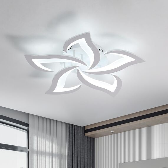 Comely Deckenlampe, LED Deckenleuchte 60W 6750lm, Kaltes Weiß 6500K Moderne Blütenblatt Design Deckenlampe für Wohnzimmer Küche Schlafzimmer Esszimmer, Dia 60cm