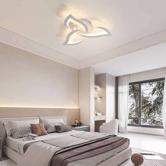 Comely Deckenlampe LED Wohnzimmer, 52cm 36W LED Lampen Deckenleuchte, Moderne Blütenblatt Design Lampen für Wohnzimmer Küche Schlafzimmer Esszimmer, 3000K Warmweißes Licht, Weiß