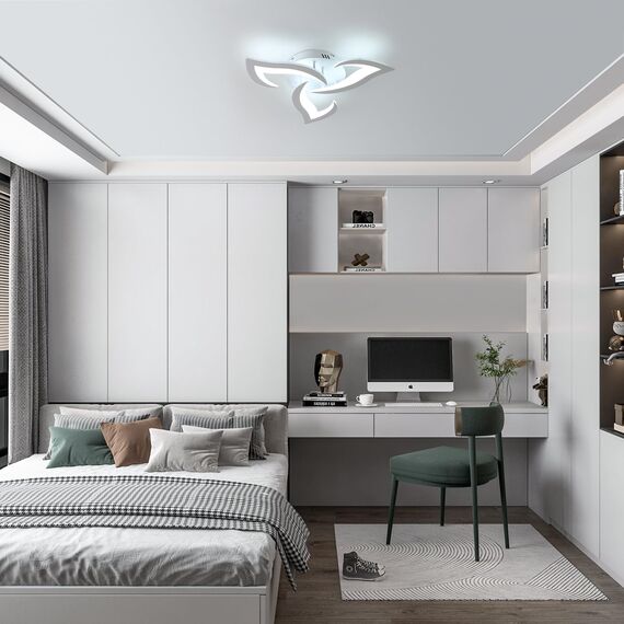 Comely Deckenlampe LED Wohnzimmer, 58cm 36W LED Lampen Deckenleuchte, Moderne Blütenblatt Design Lampen für Wohnzimmer Küche Schlafzimmer Esszimmer, Kaltweißes Licht 6500K, Weiß