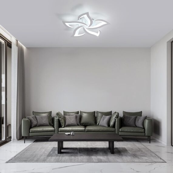 Comely Deckenlampe, LED Deckenleuchte 60W 6750lm, Kaltes Weiß 6500K Moderne Blütenblatt Design Deckenlampe für Wohnzimmer Küche Schlafzimmer Esszimmer, Dia 60cm