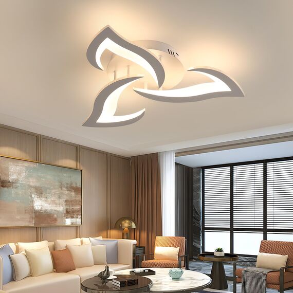 Comely Deckenlampe LED Wohnzimmer, 52cm 36W LED Lampen Deckenleuchte, Moderne Blütenblatt Design Lampen für Wohnzimmer Küche Schlafzimmer Esszimmer, 3000K Warmweißes Licht, Weiß