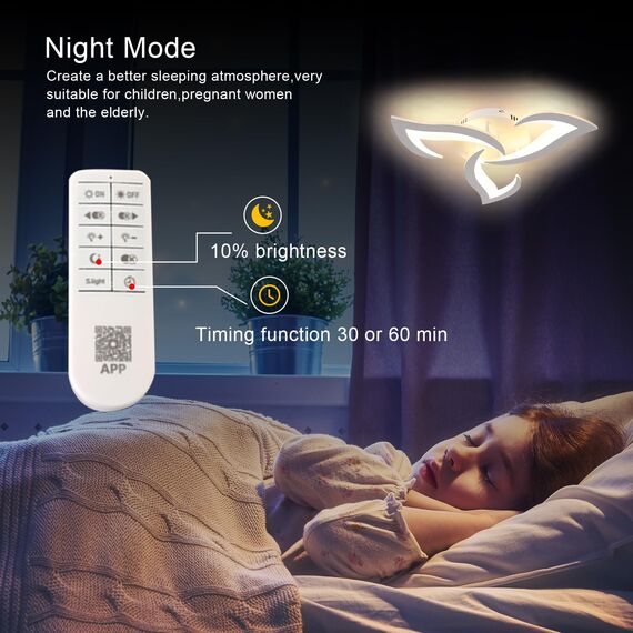 Comely LED Deckenleuchte Dimmbar, Moderne Acryl Deckenlampe 35W 3937LM, 3000K-6500K, Deckenbeleuchtung mit Fernbedienung für Schlafzimmer Wohnzimmer, Dia 58cm