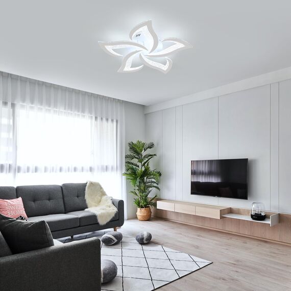 Comely Deckenlampe, LED Deckenleuchte 60W 6750LM, Kaltes Weiß 6500K Moderne Blütenblatt Design für Wohnzimmer Küche Schlafzimmer Esszimmer, Dia 60cm