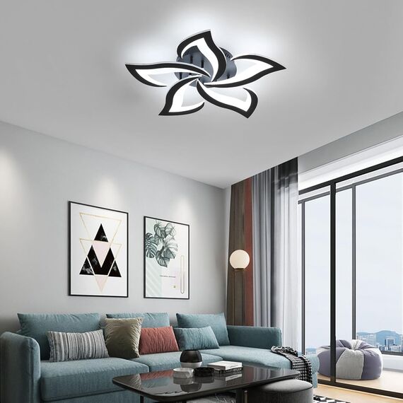 Comely Deckenlampe Led, Deckenleuchte Dimmbar, 40W 4200LM 3000k-6500k Mit Fernbedienung/APP, Moderne Deckenlampe für Wohnzimmer, Schlafzimmer, Kinderzimmer,Schwarz