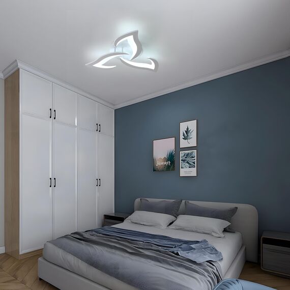 Comely Deckenlampe LED Wohnzimmer, 58cm 36W LED Lampen Deckenleuchte, Moderne Blütenblatt Design Lampen für Wohnzimmer Küche Schlafzimmer Esszimmer, Kaltweißes Licht 6500K, Weiß