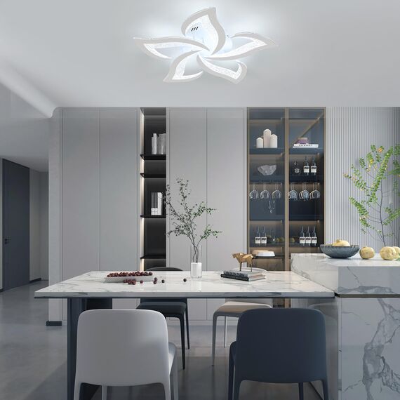 Comely Deckenlampe, LED Deckenleuchte 60W 6750LM, Kaltes Weiß 6500K Moderne Blütenblatt Design für Wohnzimmer Küche Schlafzimmer Esszimmer, Dia 60cm