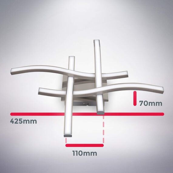 B.K.Licht - Deckenlampe mit neutralweißer Lichtfarbe, je 4,3 Watt, je 450 Lumen, LED Deckenleuchte, LED Lampe, Wohnzimmerlampe, Schlafzimmerlampe, Küchenlampe, 42,5x42,5x7 cm, Matt-Nickel