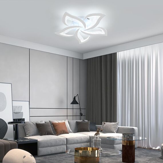 Comely Deckenlampe, LED Deckenleuchte 60W 6750LM, Kaltes Weiß 6500K Moderne Blütenblatt Design für Wohnzimmer Küche Schlafzimmer Esszimmer, Dia 60cm