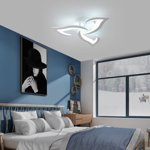 Comely Deckenlampe LED Wohnzimmer, 58cm 36W LED Lampen Deckenleuchte, Moderne Blütenblatt Design Lampen für Wohnzimmer Küche Schlafzimmer Esszimmer, Kaltweißes Licht 6500K, Weiß