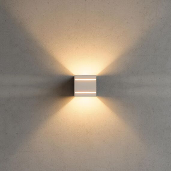 SSC-LUXon 2er Set KOURA Wandlampe Weiß Gold mit G9 Fassung – moderne Wandstrahler für Innen Wandlicht mit Schlitzen für Flur & Wohnzimmer