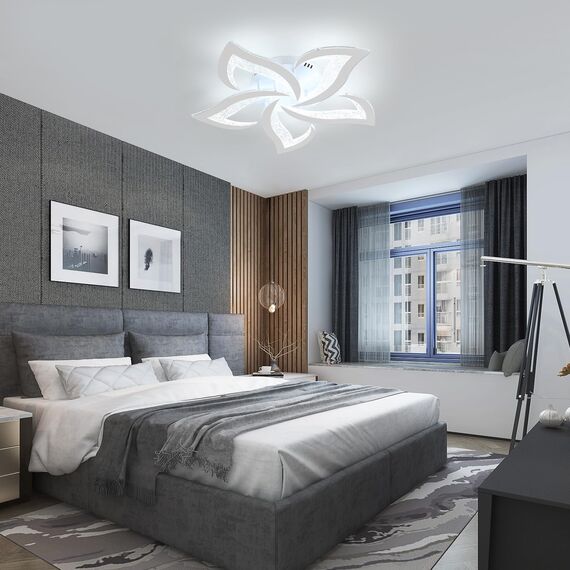 Comely Deckenlampe, LED Deckenleuchte 60W 6750LM, Kaltes Weiß 6500K Moderne Blütenblatt Design für Wohnzimmer Küche Schlafzimmer Esszimmer, Dia 60cm