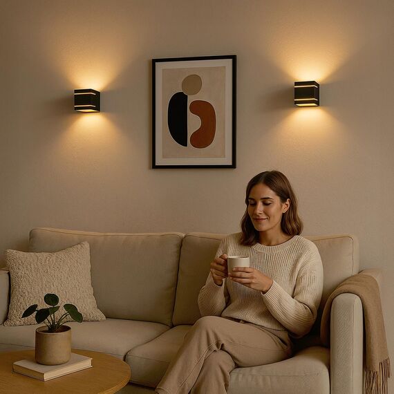 SSC-LUXon 2 Stück KOURA Wandlampe schwarz gold – moderne Wandstrahler Innenbereich für G9 LED dekorative Beleuchtung für Wohnzimmer