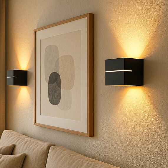 SSC-LUXon 2 Stück KOURA indirekte Wandleuchte Innen schwarz mit Lichtschlitz - Wandlampe Gold Design Up Down Leuchte für 1x G9 Leuchtmittel LED Wandbeleuchtung Treppenhaus Flur