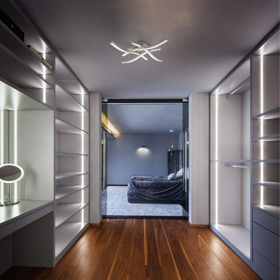 B.K.Licht - Deckenlampe mit neutralweißer Lichtfarbe, je 4,3 Watt, je 450 Lumen, LED Deckenleuchte, LED Lampe, Wohnzimmerlampe, Schlafzimmerlampe, Küchenlampe, 42,5x42,5x7 cm, Matt-Nickel