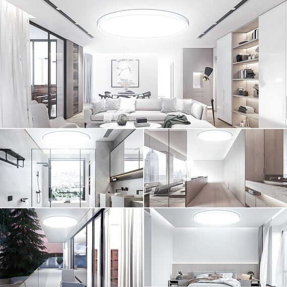 Deckenlampe Led Deckenleuchte Flach Rund - Ø40CM 36W 3600LM Modern 6500K Kaltweiß Küchenlampe Badlampe Led Deckenlampe Wohnzimmer Lampe Decke für Küche Schlafzimmer Badezimmer Kinderzimmer Utra Dünn