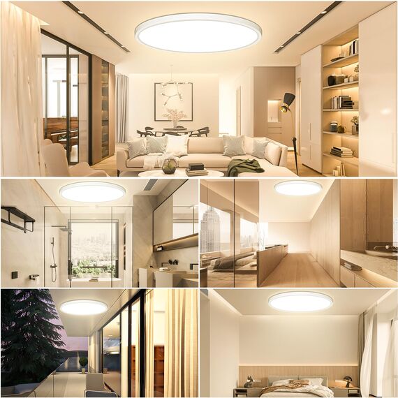 OUILA Deckenlampe Led Deckenleuchte Flach Rund - Ø40CM 36W 3600LM 3000K Warmweiss Led Deckenlampe Wohnzimmer 2,4CM Utra Dünn Led Lampe Decke für Küche, Schlafzimmer Badezimmer Kinderzimmer Modern Rund