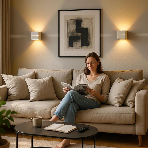 SSC-LUXon KOURA 2er Set Wandlampe Innen weiß gold mit Lichtspalt - moderne Wandbeleuchtung Up Down Retro Design mit 1x G9 Fassung