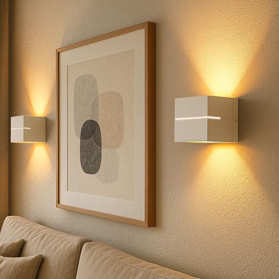 SSC-LUXon KOURA 2er Set Wandlampe Innen weiß gold mit Lichtspalt - moderne Wandbeleuchtung Up Down Retro Design mit 1x G9 Fassung