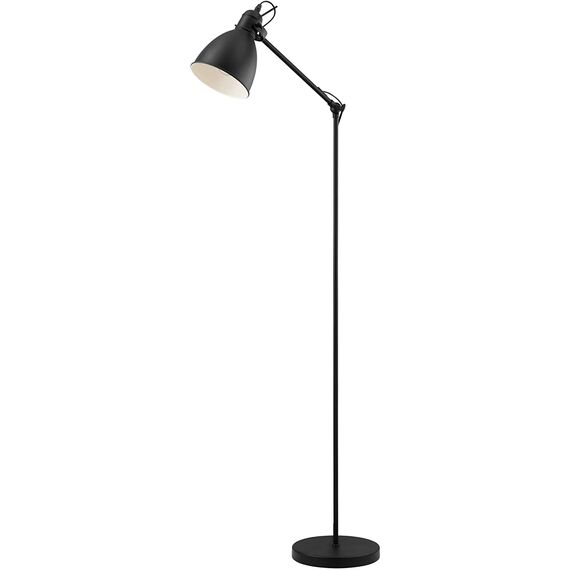 EGLO Stehlampe Priddy, Vintage Stehleuchte im Industrial Design, Retro Leselampe aus Metall in Schwarz und Weiß, Standleuchte mit E27 Fassung