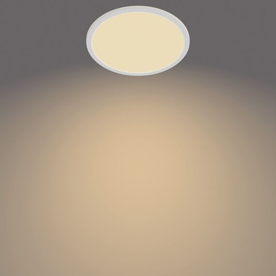 Philips LED Badezimmer Deckenleuchte Superslim (15 W), 3 Lichteinstellungen, warmweißes Licht, dimmen ohne Dimmer, IP44 Schutz, weiß, 25cm