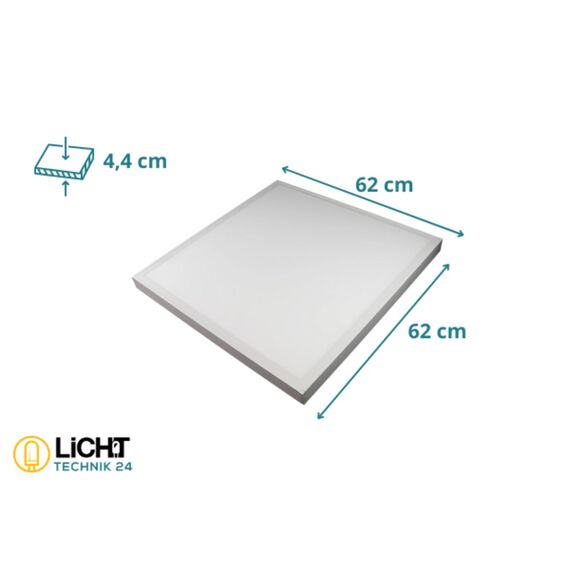 ENOVALITE LED Panel, Deckenleuchte, 62x62cm, 3600lm, 4000K, 36W, inkl. Trafo, Rasterleuchten, Einlegeleuchte, Büroleuchten (mit Aufbaurahmen, 6 Stück)