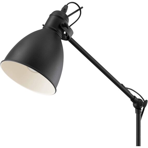 EGLO Stehlampe Priddy, Vintage Stehleuchte im Industrial Design, Retro Leselampe aus Metall in Schwarz und Weiß, Standleuchte mit E27 Fassung