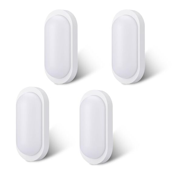 Oraymin 4 Stücke LED Kellerlampe 18W 1710LM Wandleuchte, IP65 Feuchtraumleuchte Oval, 4000K Neutralweiß LED Wandlampe Deckenleuchte Deckenlampe für Treppe, Flur, Keller, WC, Garage, 20.7 * 9.8 * 6cm