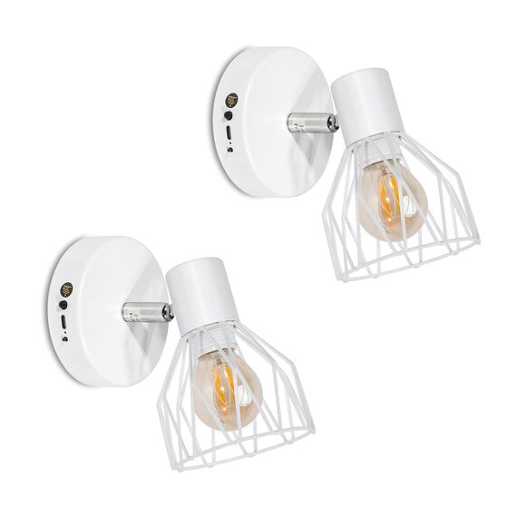 Kimjo E14 Akku Wandleuchte Innen, Weiß Wiederaufladbare Wandleuchte Ohne Stromanschluss, Dimmbare Batterie Wandlampe mit Glühbirne, Wandstrahler mit Timerfunktion für Schlafzimmer Wohnzimmer Flur