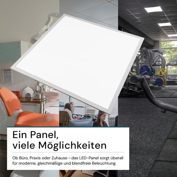 ENOVALITE LED Panel, Deckenleuchte, 62x62cm, 3600lm, 4000K, 36W, inkl. Trafo, Rasterleuchten, Einlegeleuchte, Büroleuchten (ohne Aufbaurahmen, 4 Stück)