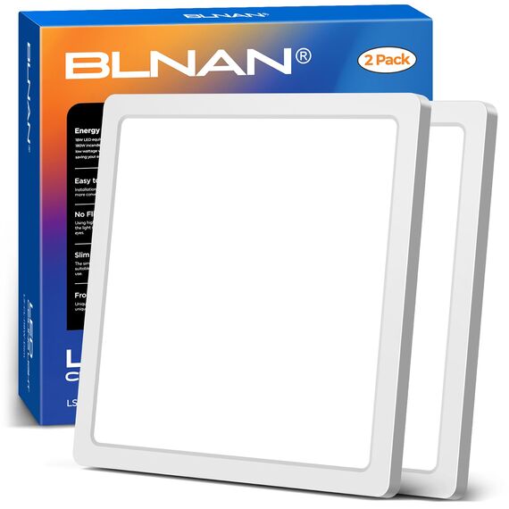 BLNAN 2 Stücke LED Deckenleuchte 18W, Deckenlampe Flach Panel 1800lm Panel mit Hinterleuchtung, Warmweiß Neutralweiß Kaltweiß für Küche, Flur, Schlafzimmer, Badezimmer, Balkon, Keller 22cm