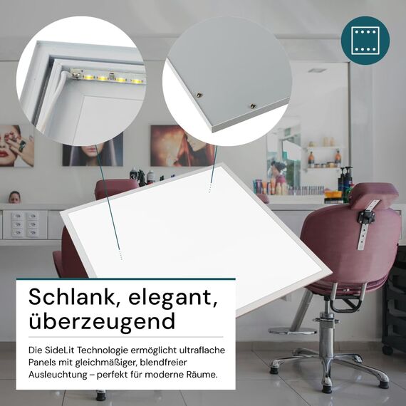 ENOVALITE LED Panel, Deckenleuchte, 62x62cm, 3600lm, 4000K, 36W, inkl. Trafo, Rasterleuchten, Einlegeleuchte, Büroleuchten (mit Aufbaurahmen, 4 Stück)