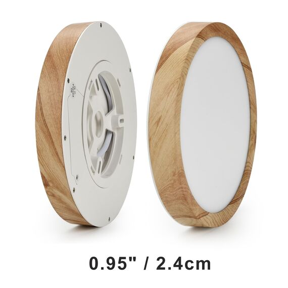 LVL LED-Deckenleuchte Holzmaserung, 12W Kleine Rund, Nordische Deckenleuchte Flach für Flur, Badezimmer, Küche, Wohnzimmer, Veranda, Balkon (12W)