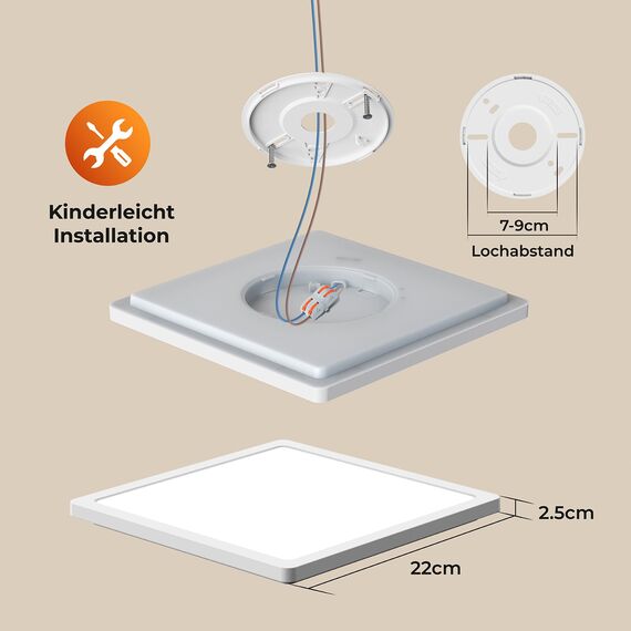 BLNAN LED Deckenleuchte mit Radar Bewegungsmelder, 18W Deckenlampe Flach mit Fernbedienung, Panel Bewegungssensor, Warm Neutral Kalt Weiß für Bad, Flur, Treppe, Toilette, Garage, Keller, Balkon 22cm