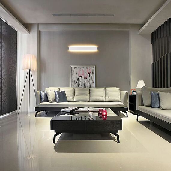 Klighten Wandleuchte LED Innen, 30W Moderne Wandbeleuchtung 91cm Up Down Wandlampe, LED Aluminium Wandstrahler für Schlafzimmer, Wohnzimmer, Treppen und Corridor, Warmweiß 3000k, Weiß