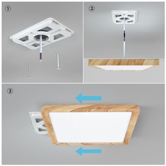 LVL LED-Panel Deckenleuchte Holzmaserung, Nordische Küchenlampe Deckenleuchte Flach Quadratisch 30x30 für Wohnzimmer, Schlafzimmer, Küche, Flur, Badezimmer (24W)