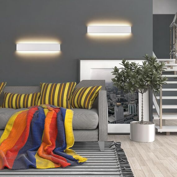 Klighten Wandlampe LED 20W, 60CM Wandleuchte Modern Innen, 3000K Warmweiß Wandbeleuchtung für Bad Wohnzimmer Treppenhaus Schlafzimmer, Weiß