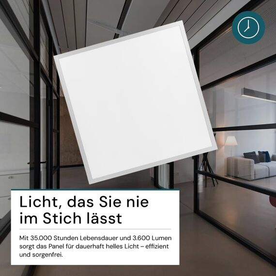 ENOVALITE LED Panel, Deckenleuchte, 62x62cm, 3600lm, 4000K, 36W, inkl. Trafo, Rasterleuchten, Einlegeleuchte, Büroleuchten (mit Aufbaurahmen, 4 Stück)