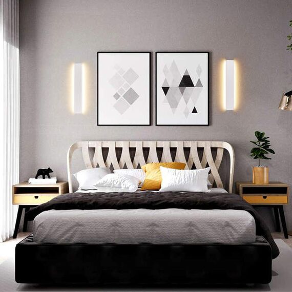 Klighten Wandlampe LED 20W, 60CM Wandleuchte Modern Innen, 3000K Warmweiß Wandbeleuchtung für Bad Wohnzimmer Treppenhaus Schlafzimmer, Weiß