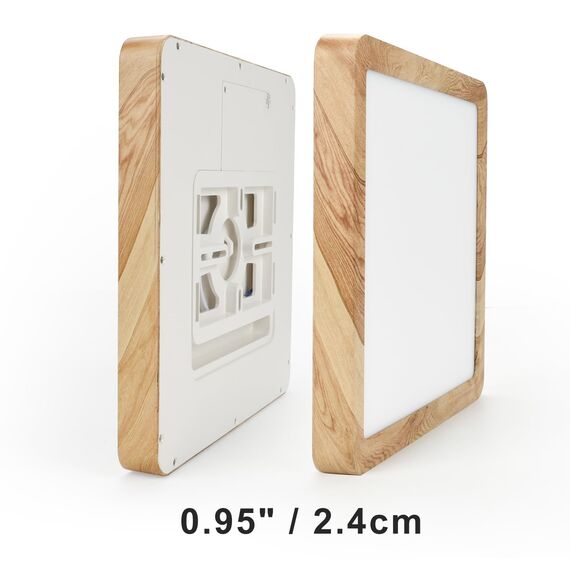 LVL LED-Panel Deckenleuchte Holzmaserung, Nordisch LED-Deckenleuchte Flach Klein Quadratisch für Wohnzimmer, Schlafzimmer, Küche, Flur, Badezimmer (18W)