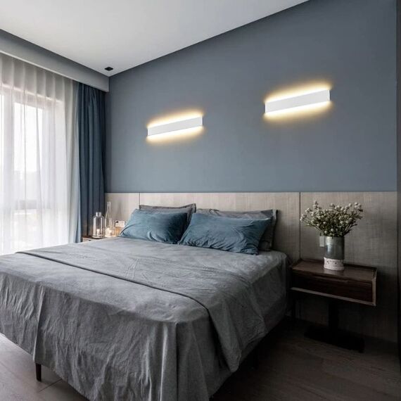 Klighten Wandleuchte LED Innen,16W, Moderne Wandbeleuchtung, 51cm,Up Down Wandlampe,Warmweiß LED Innen Wandstrahler für Schlafzimmer, Wohnzimmer, Treppen und Badezimmer,Weiß