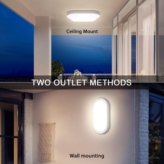 Oraymin 2 Stücke LED Kellerlampe 18W 1710LM Wandleuchte, IP65 Feuchtraumleuchte Oval, 4000K Neutralweiß LED Wandlampe Deckenleuchte Deckenlampe für Treppe, Flur, Keller, WC, Garage, 20.7 * 9.8 * 6cm