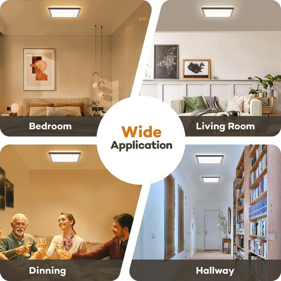 BLNAN 2 Stücke LED Deckenleuchte 18W, Deckenlampe Flach Panel 1800lm Panel mit Hinterleuchtung, Warmweiß Neutralweiß Kaltweiß für Küche, Flur, Schlafzimmer, Badezimmer, Balkon, Keller 22cm